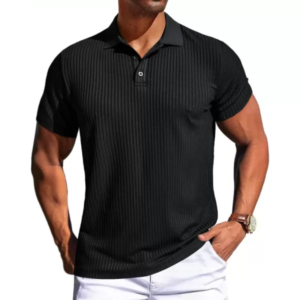 PJ PAUL JONES Mens Texture Polo Shirts Casual Wrinkle Free Elasticity Short Sleeve Knit Golf Shirt Tops