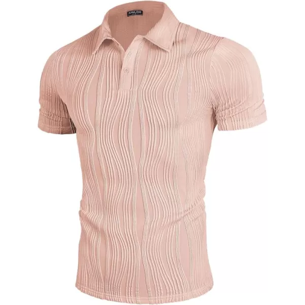 PJ PAUL JONES Mens Textured Knit Polo Shirts Regular Fit Stretchy Golf Shirts