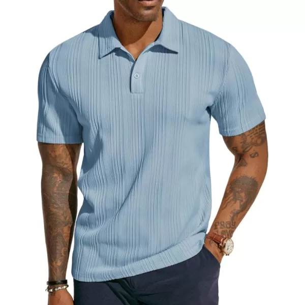 PJ PAUL JONES Mens Textured Knit Polo Shirts Regular Fit Stretchy Golf Shirts