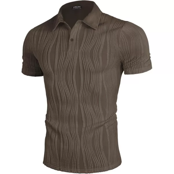 PJ PAUL JONES Mens Textured Knit Polo Shirts Regular Fit Stretchy Golf Shirts