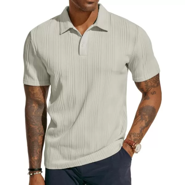 PJ PAUL JONES Mens Textured Knit Polo Shirts Regular Fit Stretchy Golf Shirts