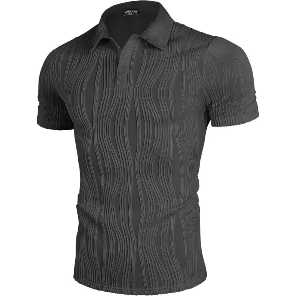 PJ PAUL JONES Mens Textured Knit Polo Shirts Regular Fit Stretchy Golf Shirts