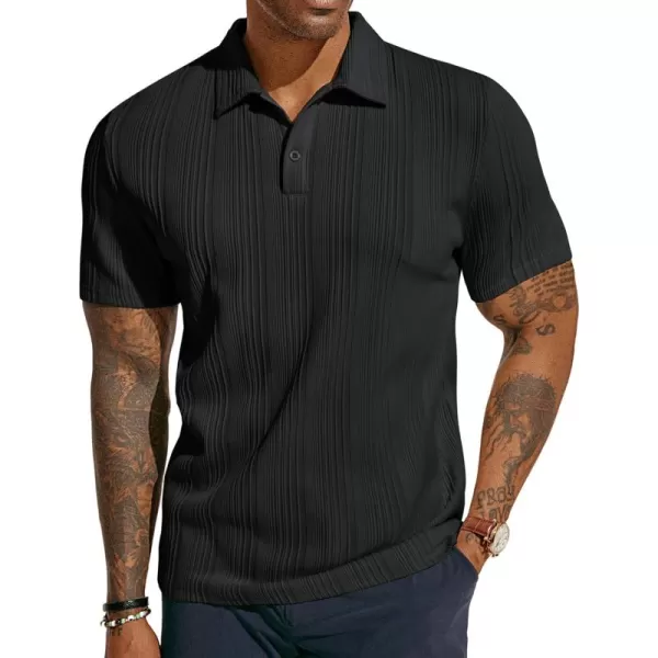 PJ PAUL JONES Mens Textured Knit Polo Shirts Regular Fit Stretchy Golf Shirts