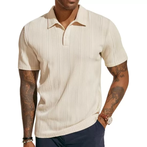 PJ PAUL JONES Mens Textured Knit Polo Shirts Regular Fit Stretchy Golf Shirts