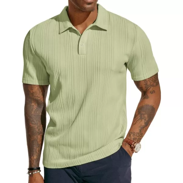 PJ PAUL JONES Mens Textured Knit Polo Shirts Regular Fit Stretchy Golf Shirts
