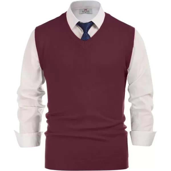 PJ PAUL JONES Mens V-Neck Knitted Sweater Vest Solid Plain Sleeveless Pullover Knitwear
