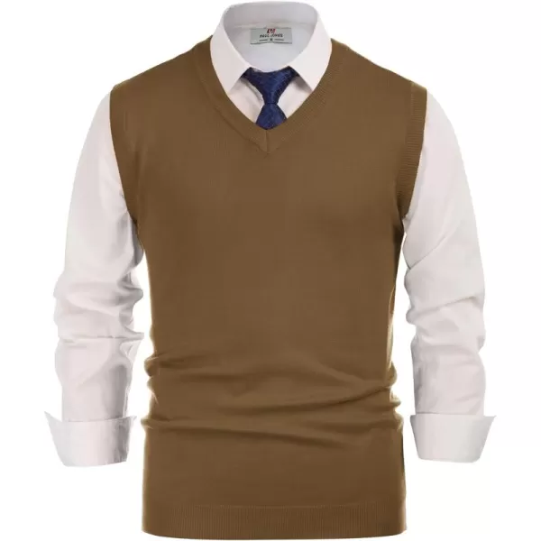 PJ PAUL JONES Mens V-Neck Knitted Sweater Vest Solid Plain Sleeveless Pullover Knitwear