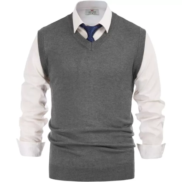PJ PAUL JONES Mens V-Neck Knitted Sweater Vest Solid Plain Sleeveless Pullover Knitwear