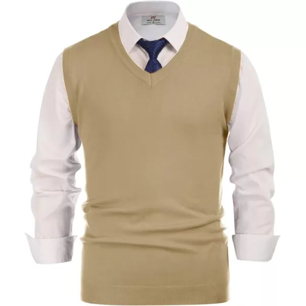 PJ PAUL JONES Mens V-Neck Knitted Sweater Vest Solid Plain Sleeveless Pullover Knitwear