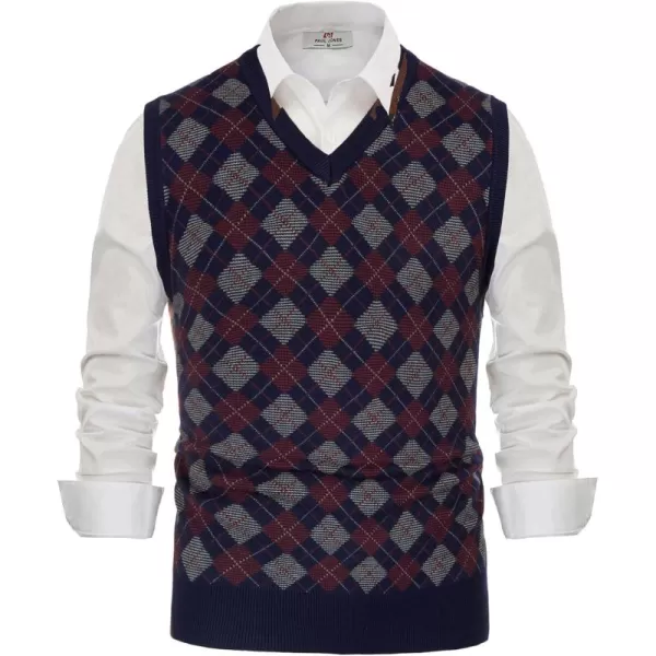 PJ PAUL JONES Mens V-Neck Knitted Sweater Vest Solid Plain Sleeveless Pullover Knitwear