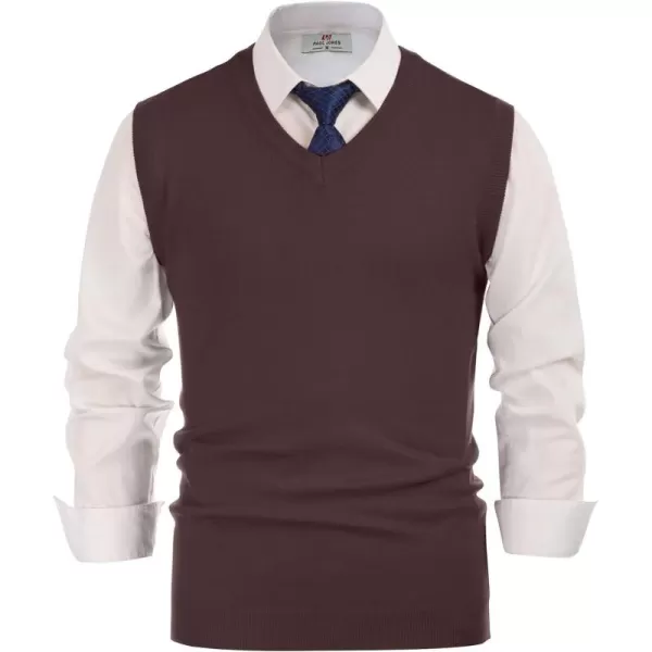 PJ PAUL JONES Mens V-Neck Knitted Sweater Vest Solid Plain Sleeveless Pullover Knitwear