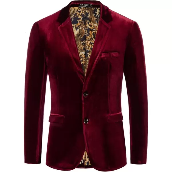 PJ PAUL JONES Mens Velvet Blazer Two Button Solid Slim Fit Blazer Sport Coat for Dinner Prom Wedding