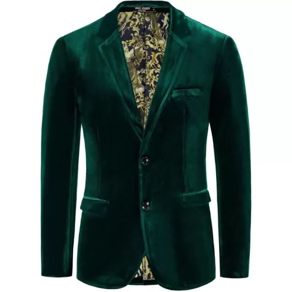 PJ PAUL JONES Mens Velvet Blazer Two Button Solid Slim Fit Blazer Sport Coat for Dinner Prom Wedding