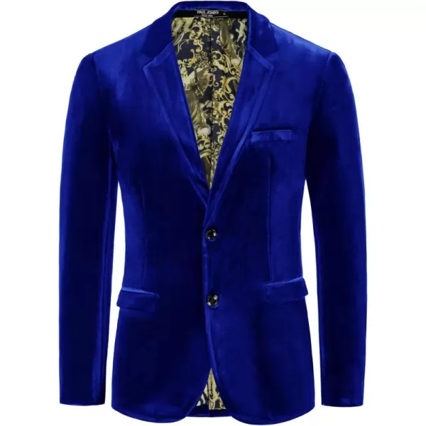 PJ PAUL JONES Mens Velvet Blazer Two Button Solid Slim Fit Blazer Sport Coat for Dinner Prom Wedding