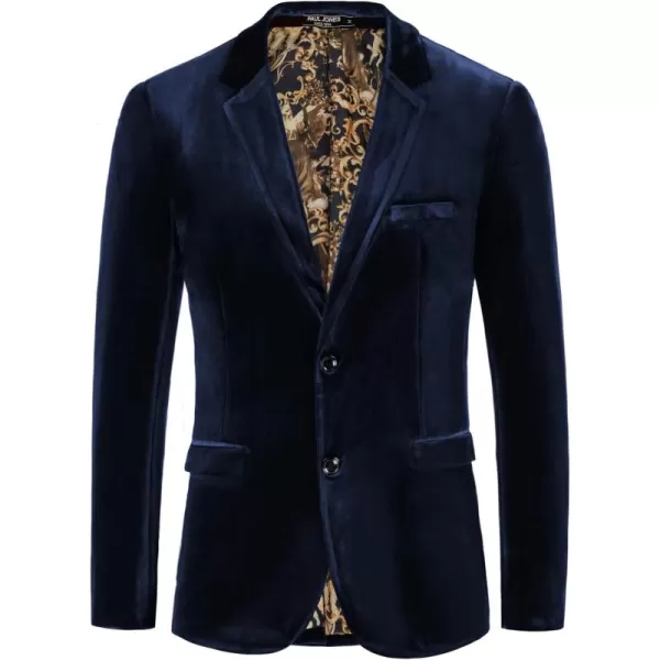 PJ PAUL JONES Mens Velvet Blazer Two Button Solid Slim Fit Blazer Sport Coat for Dinner Prom Wedding