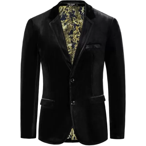PJ PAUL JONES Mens Velvet Blazer Two Button Solid Slim Fit Blazer Sport Coat for Dinner Prom Wedding