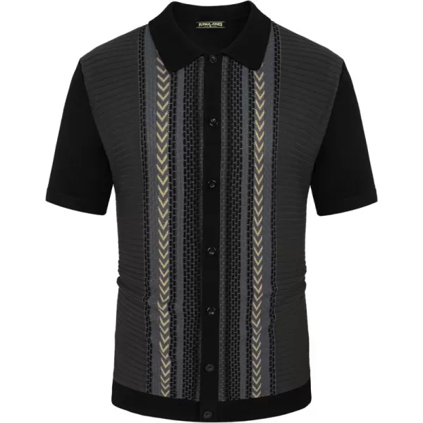 PJ PAUL JONES Mens Vintage Polo Shirts Contrast Stripe Retro Short Sleeve Knit Button Down Polo Shirt