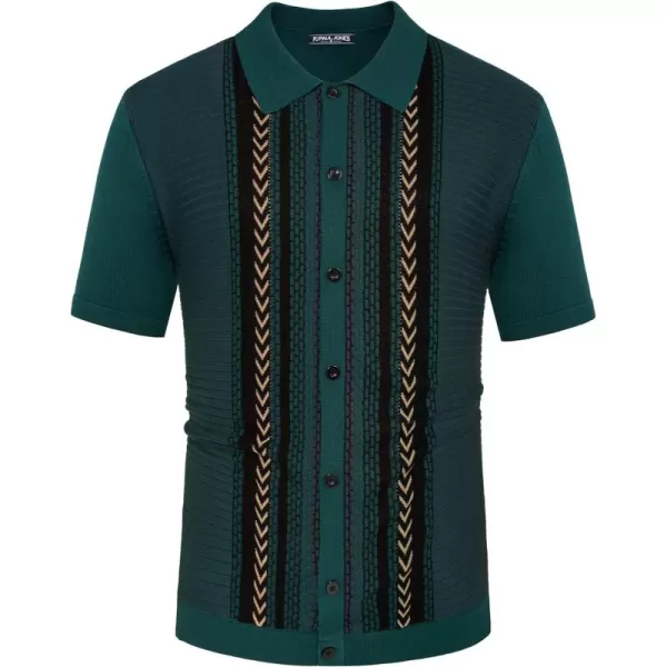PJ PAUL JONES Mens Vintage Polo Shirts Contrast Stripe Retro Short Sleeve Knit Button Down Polo Shirt