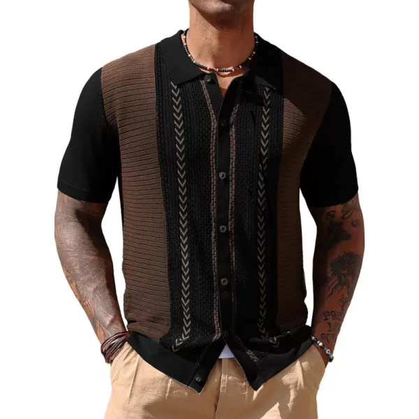 PJ PAUL JONES Mens Vintage Polo Shirts Contrast Stripe Retro Short Sleeve Knit Button Down Polo Shirt