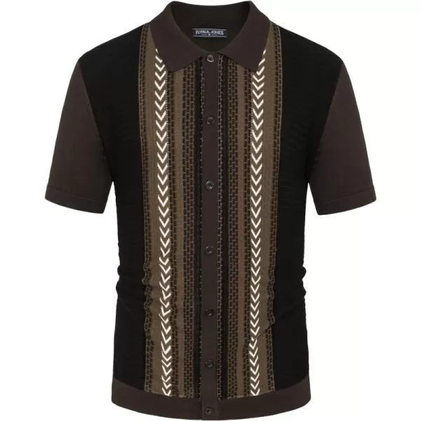 PJ PAUL JONES Mens Vintage Polo Shirts Contrast Stripe Retro Short Sleeve Knit Button Down Polo Shirt