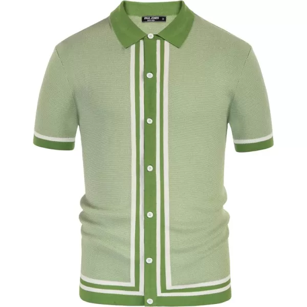 PJ PAUL JONES Men's Vintage Stripe Knit Polo Shirts Short Sleeve Stylish Button Down Cardigan Sweater
