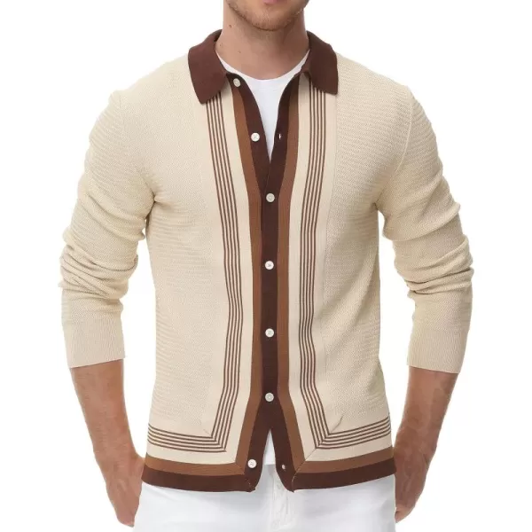 PJ PAUL JONES Men‘s Button Down Polo Shirts Striped Knitted Cardigan Sweaters