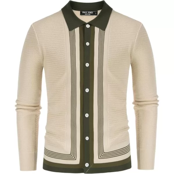 PJ PAUL JONES Men‘s Button Down Polo Shirts Striped Knitted Cardigan Sweaters