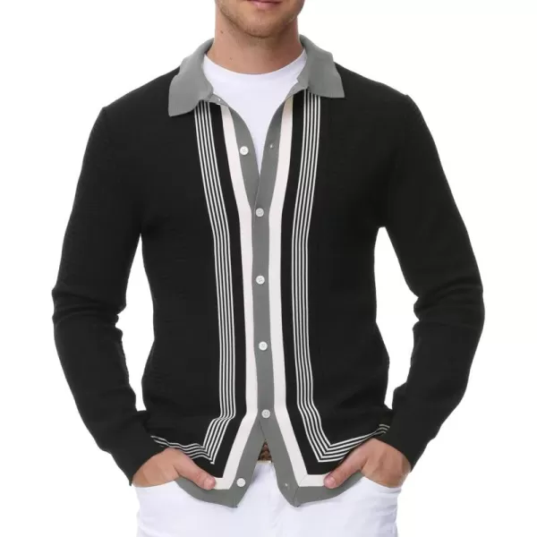 PJ PAUL JONES Men‘s Button Down Polo Shirts Striped Knitted Cardigan Sweaters