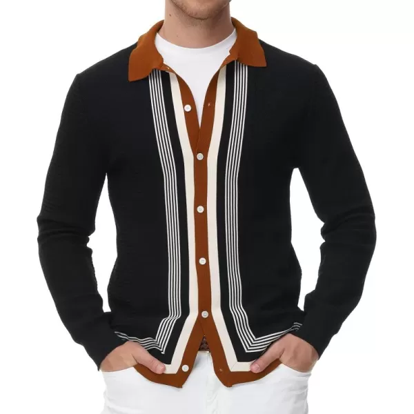 PJ PAUL JONES Men‘s Button Down Polo Shirts Striped Knitted Cardigan Sweaters