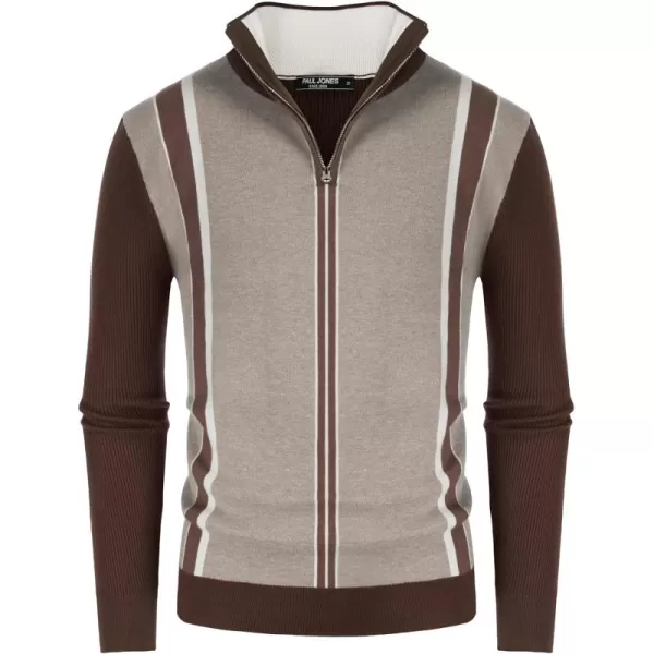 PJ PAUL JONES Quarter Zip Pullover Men Vintage Striped Sweater Thermal Turtlenecks for Winter
