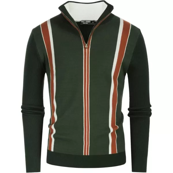 PJ PAUL JONES Quarter Zip Pullover Men Vintage Striped Sweater Thermal Turtlenecks for Winter