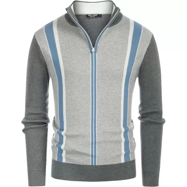 PJ PAUL JONES Quarter Zip Pullover Men Vintage Striped Sweater Thermal Turtlenecks for Winter
