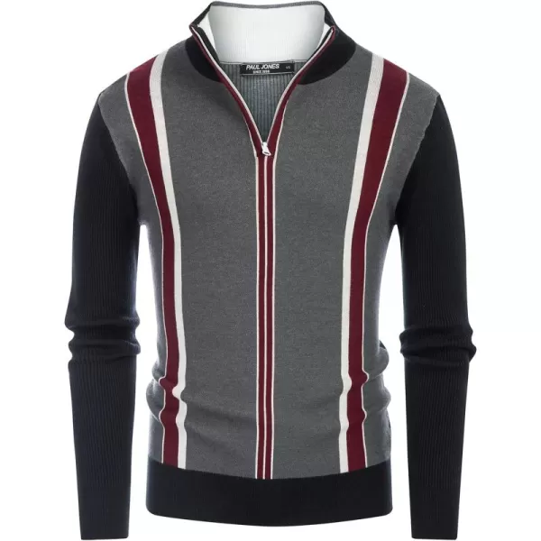 PJ PAUL JONES Quarter Zip Pullover Men Vintage Striped Sweater Thermal Turtlenecks for Winter