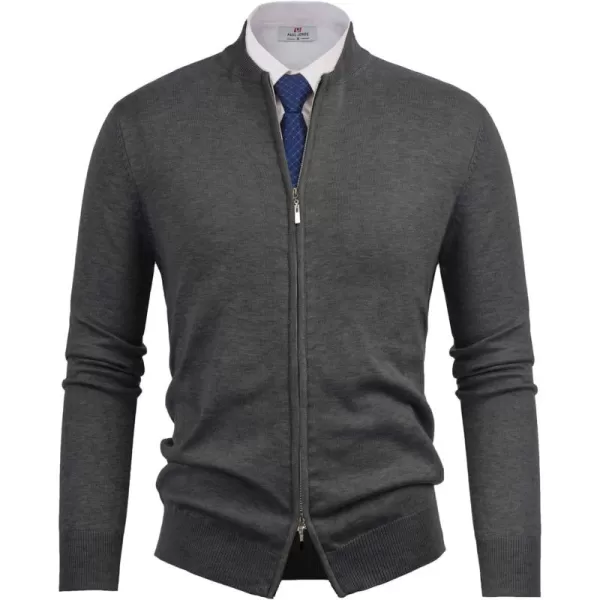 PJ Paul Jones Mens Casual 2-Way Zip Cardingan Sweater Stand Collar Full-Zip Sweater Jacket