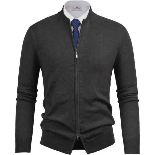 PJ Paul Jones Mens Casual 2-Way Zip Cardingan Sweater Stand Collar Full-Zip Sweater Jacket