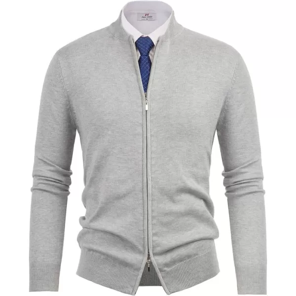 PJ Paul Jones Mens Casual 2-Way Zip Cardingan Sweater Stand Collar Full-Zip Sweater Jacket