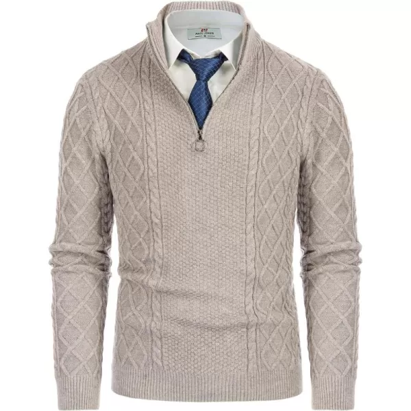 PJ Paul Jones Men's Casual Quarter-Zip Sweaters Cable Knit Thermal Pullover
