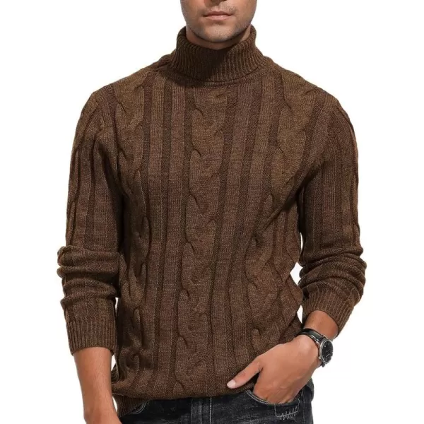 PJ Paul Jones Men's Casual Turtleneck Sweaters Cable Knit Thermal Pullover Sweater