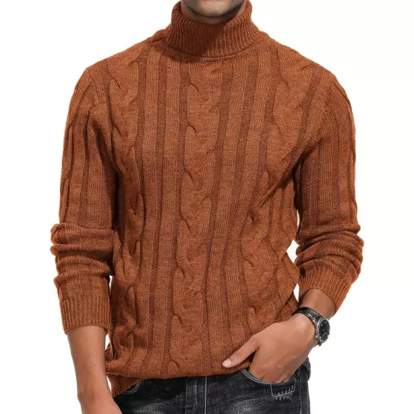 PJ Paul Jones Men's Casual Turtleneck Sweaters Cable Knit Thermal Pullover Sweater