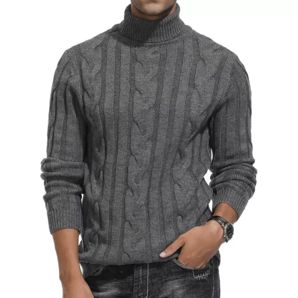 PJ Paul Jones Men's Casual Turtleneck Sweaters Cable Knit Thermal Pullover Sweater