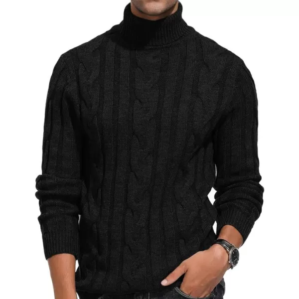 PJ Paul Jones Men's Casual Turtleneck Sweaters Cable Knit Thermal Pullover Sweater