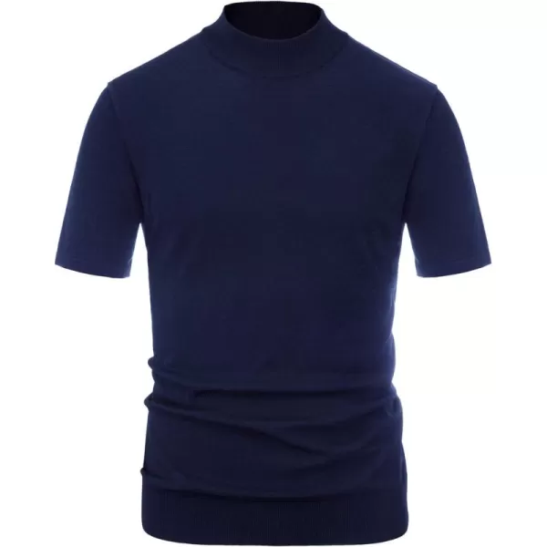 PJ Paul Jones Mens Mock Turtleneck Knit Pullover Sweater Short Sleeve Solid Knitwear Sweaters
