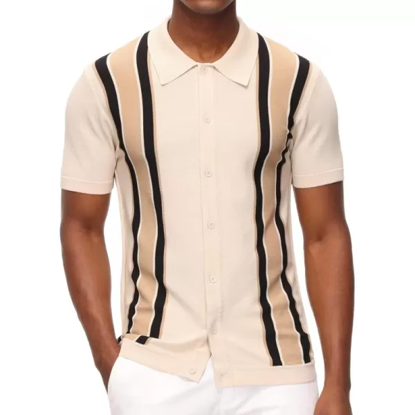 PJ Paul Jones Mens Polo Shirts Vintage Striped Lightweight Knitting Golf Shirts