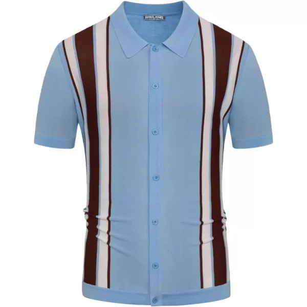 PJ Paul Jones Mens Polo Shirts Vintage Striped Lightweight Knitting Golf Shirts