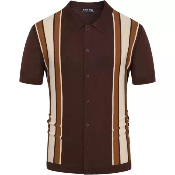 PJ Paul Jones Mens Polo Shirts Vintage Striped Lightweight Knitting Golf Shirts