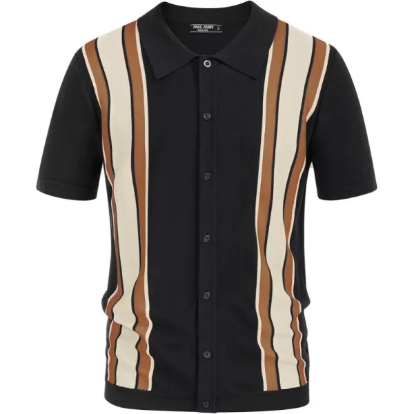 PJ Paul Jones Mens Polo Shirts Vintage Striped Lightweight Knitting Golf Shirts