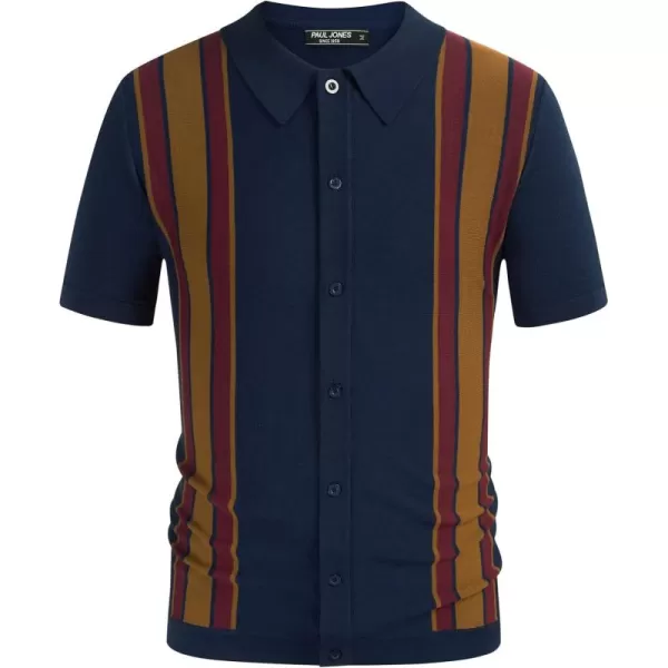 PJ Paul Jones Mens Polo Shirts Vintage Striped Lightweight Knitting Golf Shirts