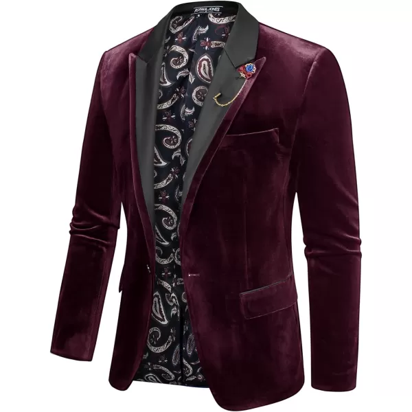 PJ PAUL JONES Men's Blazer Velvet One Button Sports Coat Party Wedding Suit Jacket