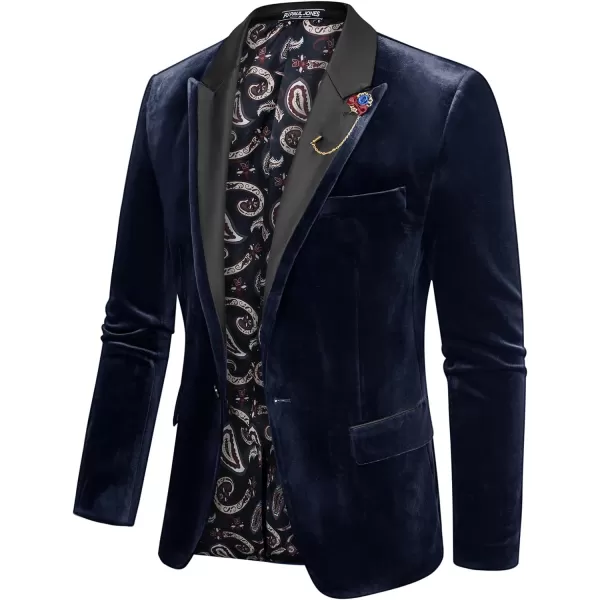 PJ PAUL JONES Men's Blazer Velvet One Button Sports Coat Party Wedding Suit Jacket
