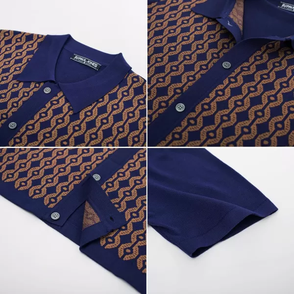PJ PAUL JONES Men's Contrast 70s Vintage Polo Shirts Short Sleeve Knitwear